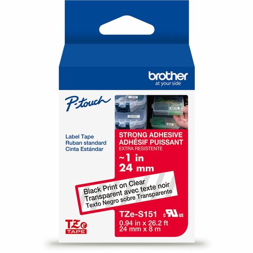 Brother P-touch Extra-Strength TZe Tape Cartridge - - DiameterCartridge - Clear - Water Resistant - Laminated - Strong, Durable, Customizable, Long Lasting, Abrasion Resistant, Chemical Resistant, Fade Resistant, Sunlight Resistant - 26.20 ft Roll Length 