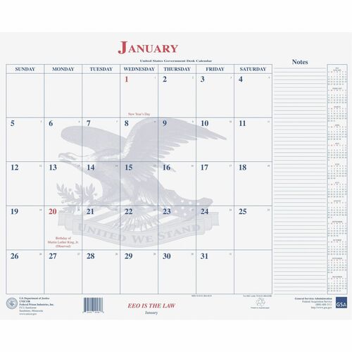 Unicor Blotter Style Monthly Calendar Pad - Monthly - 12 Month - January 2026 to December 2026 - 1 Month Single Page Layout - 22" x 18" Sheet Size - Desk, Desk Pad - White - Project Planner, Planner Page, Unruled Daily Block, Reference Calendar, Ruled Col