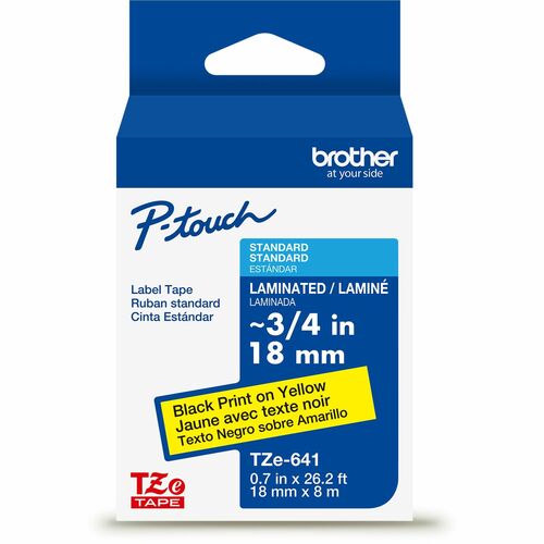 Brother P-touch Extra-Strength TZe Tape Cartridge - - DiameterCartridge - Yellow - Water Resistant - Laminated - Strong, Durable, Customizable, Long Lasting, Abrasion Resistant, Chemical Resistant, Fade Resistant, Sunlight Resistant - 26.20 ft Roll Length