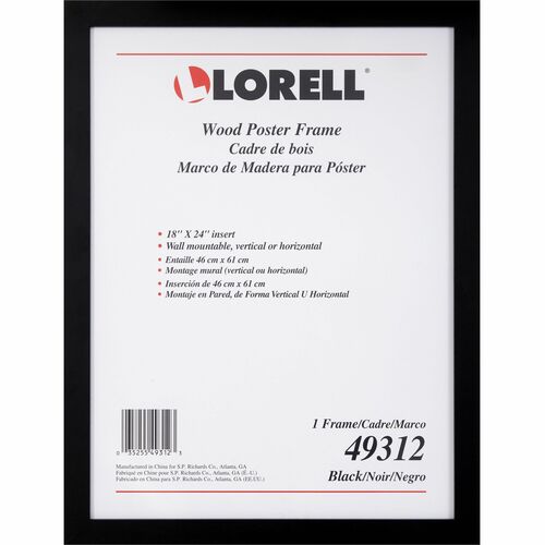Lorell Wide Frame - 18" Frame Size - Rectangle - Horizontal, Vertical - Wood - Black - 8 / Carton