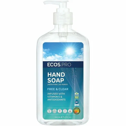 ECOS PRO Liquid Hand Soap - Free and Clear Scent - 17 fl oz - Pump Dispenser - Dirt Remover, Grease Remover - Hand - Moisturizing - Clear - pH Balanced, Dye-free, Anti-septic - 6 / Carton