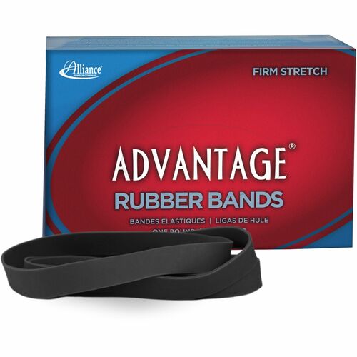 Alliance Rubber Advantage Classic Black - Size: #107 - 7" Length x 0.6" Width - Stretchable, Reusable, Durable, Elastic, Strong - Rubber - Classic Black - 40 / Box