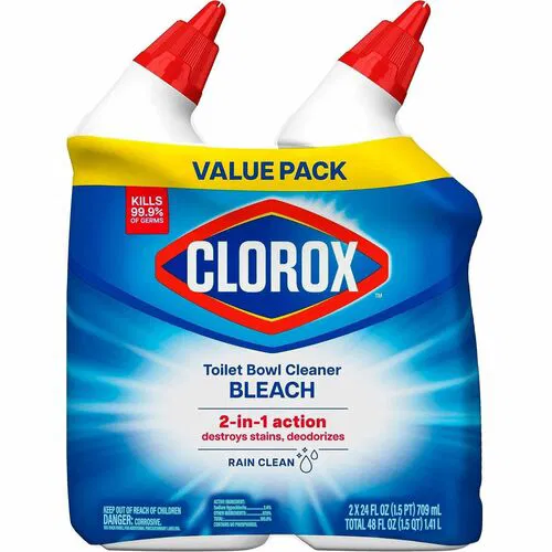 Clorox Toilet Bowl Cleaner, With Bleach, Disinfectant, Rain Clean Scent, 24 fl oz, Blue