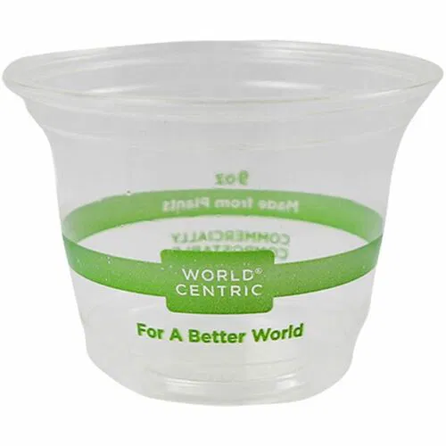 World Centric Compostable Squat Clear Cold Cups - 9 fl oz - Clear - Polylactic Acid (PLA), Plastic - Cold, Beverage, Iced Tea, Iced Coffee, Smoothie, Water, Cafe, Restaurant - 1000 / Carton