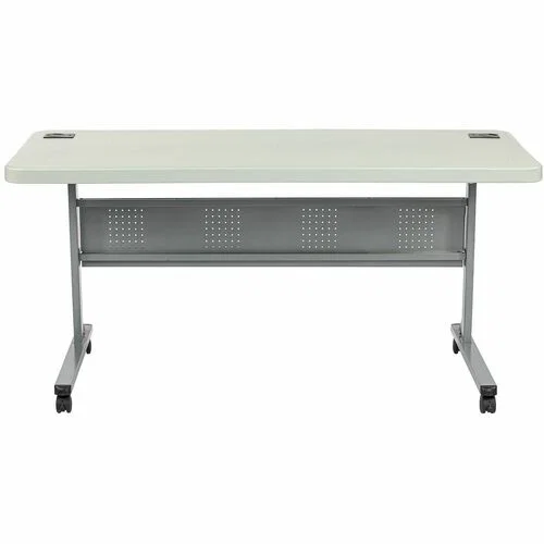 National Public Seating Flip-N-Store Flipper Tables - Speckled Gray Top - Hammertone Gray, Powder Coated Base - Modern Style - 700 lb Capacity - 60" Table Top Length x 24" Table Top Width x 1.70" Table Top Thickness - 29.50" Height - Training, Conference,