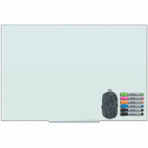 U Brands Dry Erase Board, Wall-Mount, 48" W x 36" H, White Tempered Glass, Frameless, Ghost Resistant, Stain Resistant