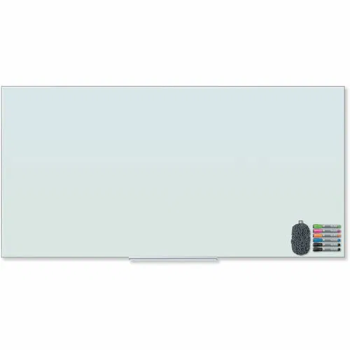 U Brands Dry Erase Board, Wall-Mount, 72 in W x 36 in H, White Tempered Glass, Horizontal/Vertical, Frameless, Stain Resistant, Ghost Resistant