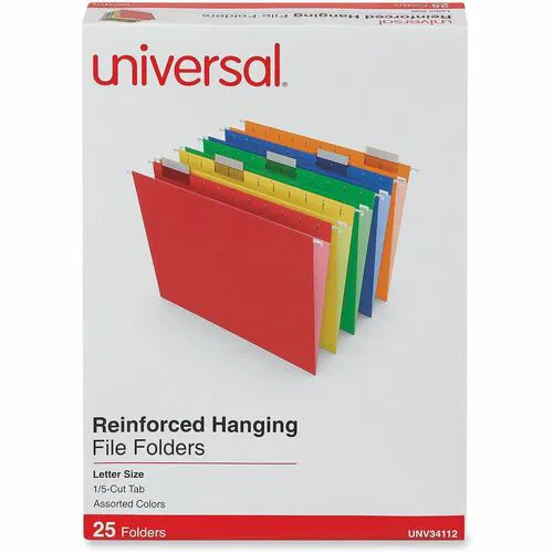 Universal Hanging Folder, Letter, 1" Expansion, 1/5 Tab, Plastic, 11 pt Stock, Assorted Colors, 25/Box