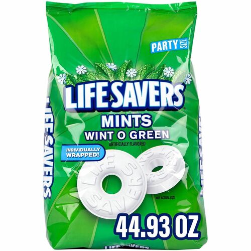 Green Rabbit Life Savers Wint-O-Green Mints, Wintermint, Individually Wrapped, Breath-Freshening, 2.81 lb
