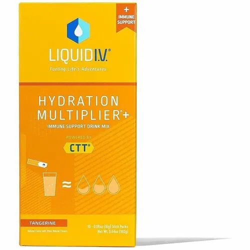 Green Rabbit Liquid IV Hydration and Immune Drink Mix, Tangerine, Single-Serve Packets, 10/CT