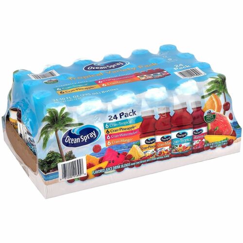 Green Rabbit Ocean Spray Tropical Variety Pack - Cran Tropical, Cran Pineapple, Cran Mango, Cran Watermelon - 24 / Carton