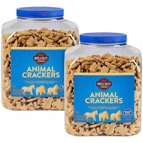 Green Rabbit Animal Crackers, All-Natural, Kosher, Preservative-Free, 62 oz Resealable Tub, 2/CT