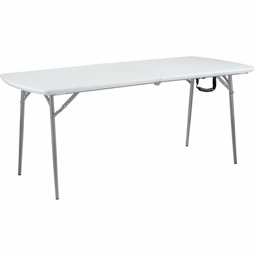 National Public Seating Banquet Fold-In-Half Tables - Speckled Gray Top - Round Tube Leg Base - 4 Legs - 700 lb Capacity - 71.80" Table Top Length x 30" Table Top Width - 29.50" Height - Room, Indoor, Outdoor, Banquet, Cafeteria, Industry - High-density P