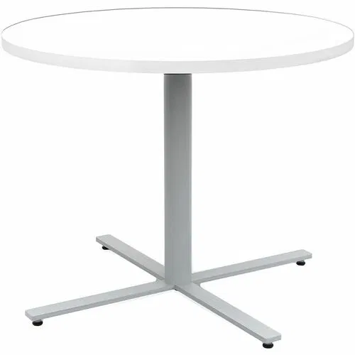 Safco Cafeteria Table, Jurni, Round, 36" Dia x 29" H, Laminate Top, Designer White, Textured Powder-Coated Base
