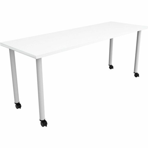Safco Jurni Multi-Purpose Table, Post Leg Base, Laminate Top, 72" W x 24" D x 29" H, Designer White, Casters