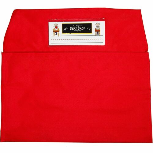 Seat Sack Classroom Organizer Pocket, Chair, One-Pocket, 14" W x 2" D, Red Laminate/Poly/Cotton, Washable