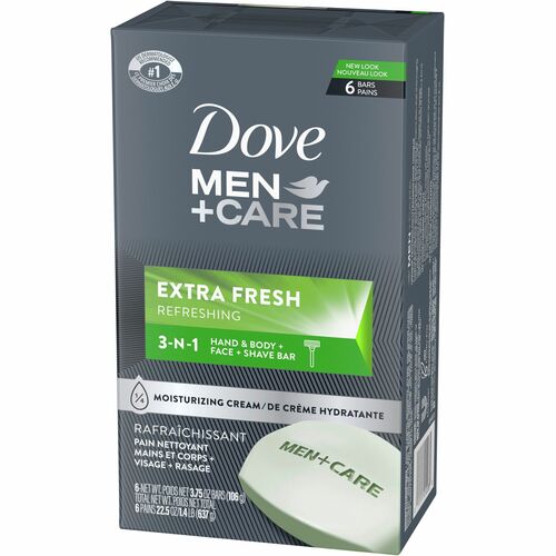 Dove Men+Care Extra Fresh Body&Face Bars - 3.75 oz - Bacteria Remover - Body, Face, Skin - Moisturizing - Antibacterial - Green - 6 / Pack