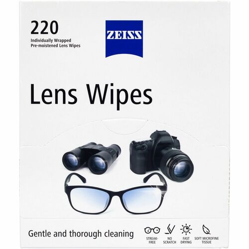 Green Rabbit Lens Cleaner, Zeiss Pre-Moistened Disposable Wipes, Individually Packaged, for Glasses, 220/CT