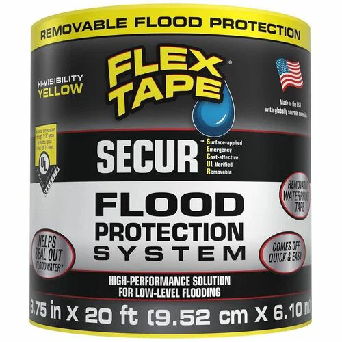 FLEX SEAL Tape Flood Protection - 20 ft Length x 3.75" Width - Yellow - Water Proof - For Nonporous Surface, Smooth Surface - 1 Carton