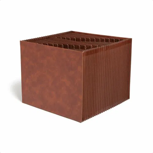 Smead Tuff Expanding File, Letter Size, 31 Pockets, 6,200-Sheet Capacity, Brown Vegan Leather, Reinforced Gussets and Edges