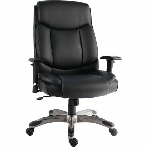 Lorell High-Back Leather Executive Chair - Polyurethane Seat Material - Polyurethane Back Material - High Back - Black - Leather - Armrest - 1 Each