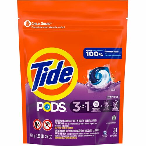 Tide PODS Laundry Detergent Pacs - For Laundry, Clothes - Concentrate - Spring Meadow Scent - Recommended For: Stain Remover - Blue - 30 / Pack