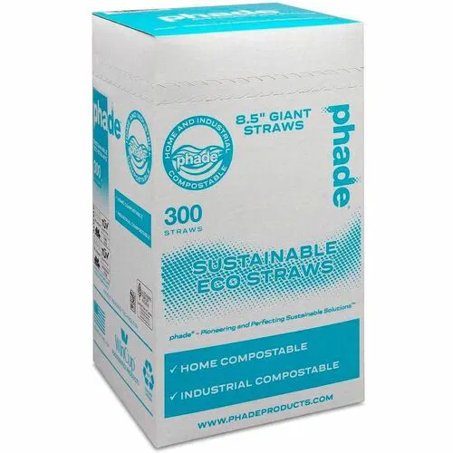Phade Compostable Straws, 8.5", Polyhydroxyalkanoate (PHA), Caribbean Blue, 300/Box, 4/CT
