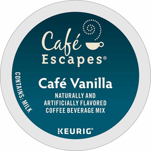 Café Escapes® K-Cup Cafe Vanilla Coffee - Compatible with Keurig K-Cup Brewer - 24 K-Cup - K-Cup - Café Vanilla - 4 / Carton