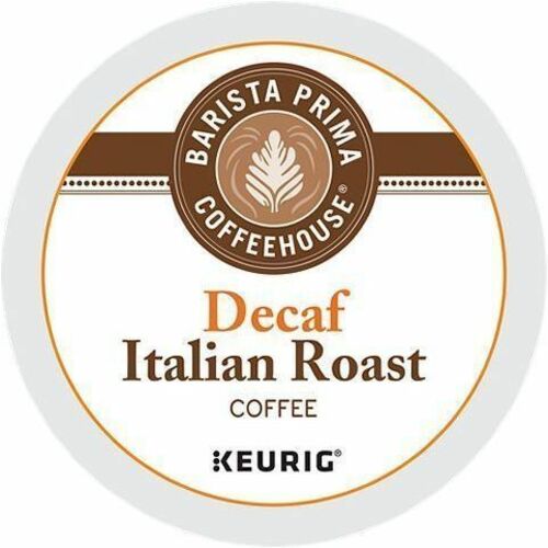Barista Prima Coffeehouse® K-Cup Italian Roast Decaf Coffee - Compatible with Keurig K-Cup Brewer - Dark - 24 K-Cup - K-Cup - Italian Roast, Colombia - Kosher - Decaffeinated - 4 / Carton