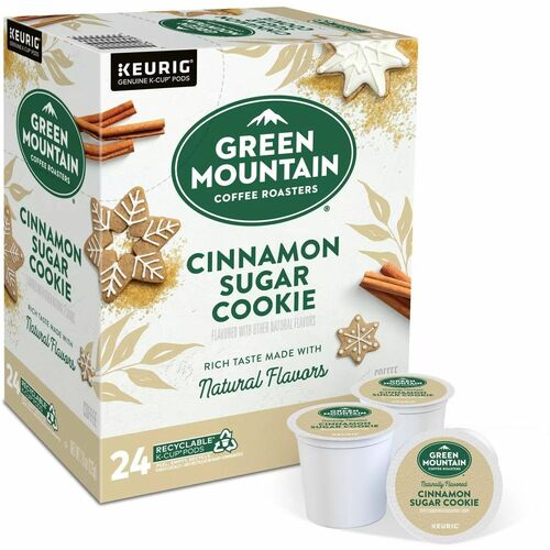 Green Mountain Coffee Roasters® K-Cup, Pod Cinnamon Sugar Cookie Coffee - Compatible with Keurig K-Cup Brewer - Light - 24 K-Cup - K-Cup, Pod - Cinnamon Sugar Cookie - 4 / Carton