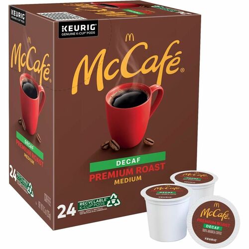 McCafe K-Cup Decaf Premium Roast Coffee - Compatible with Keurig K-Cup Brewer - Medium - 24 K-Cup - K-Cup - Premium Roast, Arabica - Decaffeinated - 4 / Carton