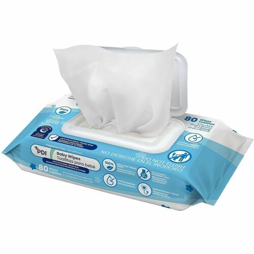 PDI Baby Wipes, Nice 'N Clean, pH-Balanced, Sensitive Skin, Hypoallergenic, 8" x 6.7", Blue, 80/PK