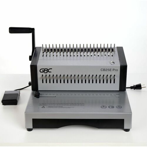 GBC Electric Binding Machine, Office, CombBind Series, 25-Sheet Punch, 500-Sheet Bind, 2" Comb, 19-Hole, Gray
