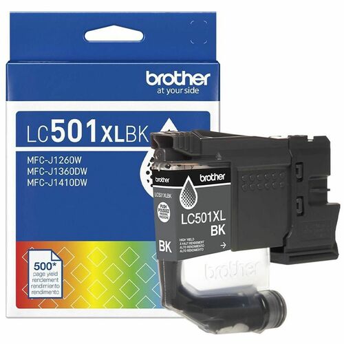 Brother LC501XLBK (LC501XLBKS) Ink Cartridge, Black High Yield, 500 Pages, for WorkSmart MFC-J1260DW/1360DW/1410DW