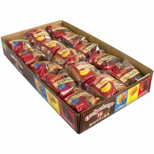 Otis Spunkmeyer Muffins, Variety Pack, Individually Wrapped, Banana, Chocolate Chip, Wild Blueberry, 4 oz, 15/Box
