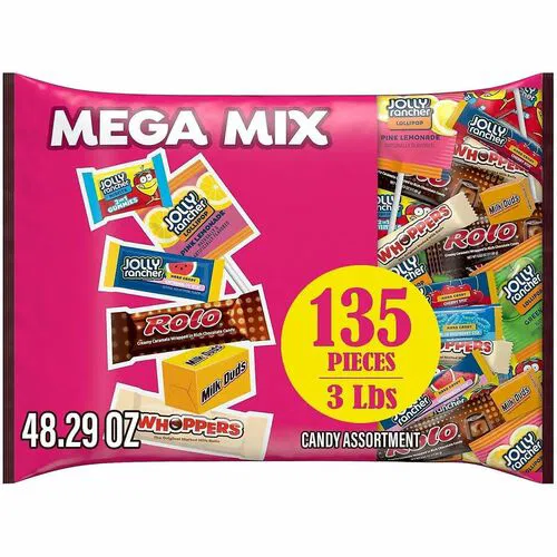Green Rabbit Candy, Hershey's Snack Size Mega Mix, Chocolate, Fruity, 3 lb, 135 Pieces/Bag