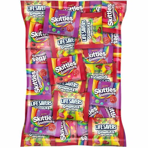 Green Rabbit Gummy Candy Bulk Bag, Skittles and Lifesavers Assortment, Original and Wild Berry, 4.37 lb