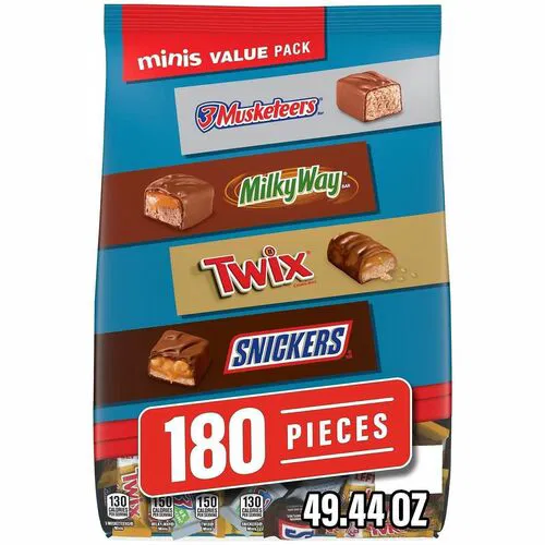 Green Rabbit, Chocolate Minis Variety Pack, Individually Wrapped, Assorted Snickers, Twix, 3 Musketeers, Milky Way, 180/Bag