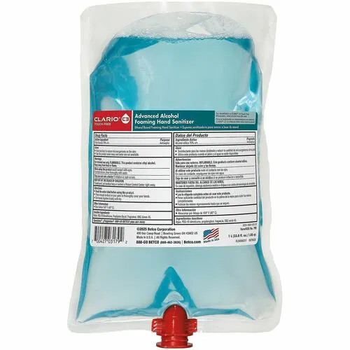 Betco, Hand Sanitizer Foam Refill, Advanced, 1.06 qt, 70% Ethyl Alcohol, Citrus Scent, Light Blue, for Clario C3 Dispenser, 6/CT
