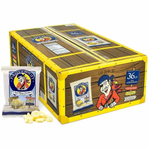 Pirate's Booty Rice & Corn Puffs - Gluten-free, No Artificial Color - Rice, Corn, White Cheddar - 72/Bag - 2 / Carton