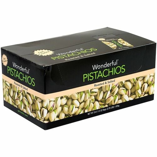 Wonderful Lightly Salted Pistachios, Roasted, 24/Bag, 1/CT