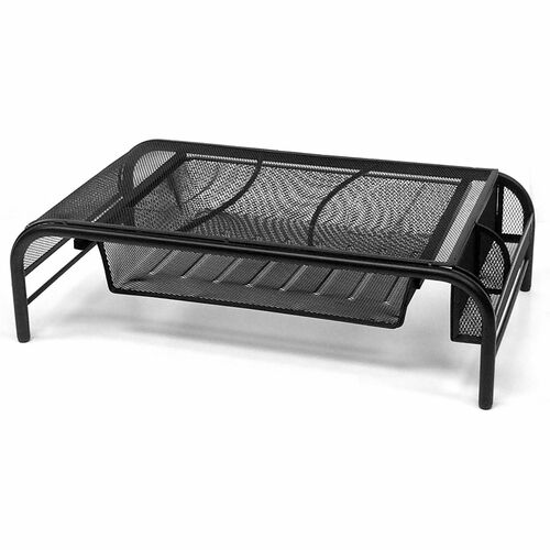Mind Reader Monitor Stand, Desktop, 20" W x 11.5" D x 5.5" H, Metal Mesh, Black, Storage Tray, Anti-Slip Feet, for Monitor, Laptop, Tablet