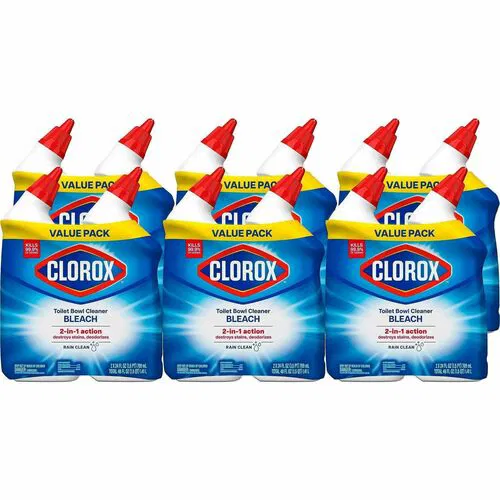 Clorox Toilet Bowl Cleaner With Bleach, 24 fl oz (0.8 qt), Rain Clean Scent, Disinfectant, Phosphorous-Free, 6/CT