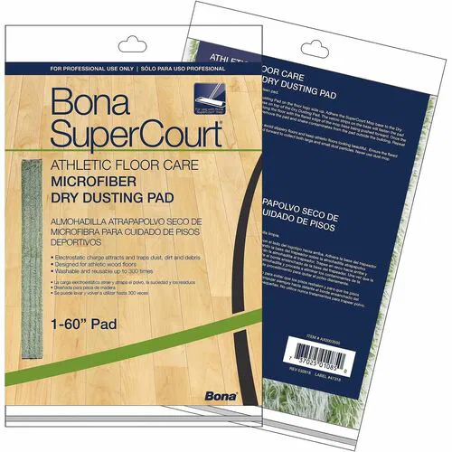 Diversey, Mop Head/Finish Pad, 60" W x 5" D, Microfiber, Green, for Bona SuperCourt Mop Base, 5/CT