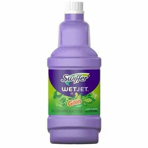 Swiffer WetJet Floor Cleaner, 40.6 fl oz (1.3 qt), Gain Scent, Quick-Drying, Green, for WetJet Mops, 4/CT