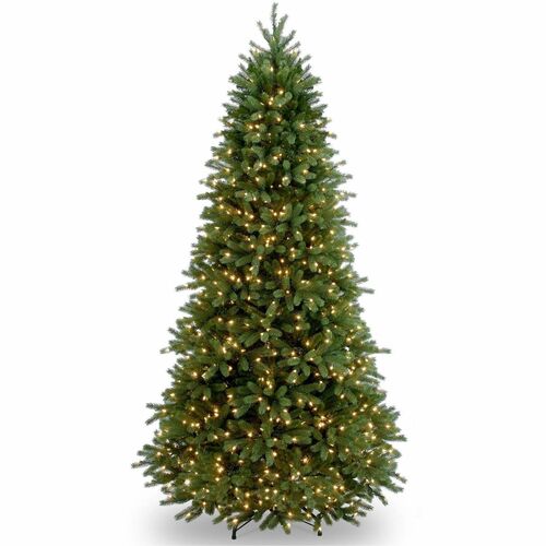 National Tree, Christmas Tree, Jersey Fraser Fir, 6.5 ft (43" W x 43" D x 78" H), Pre-Lit 700 Clear Lights, Hinged Branches, Crush-Resistant Tips