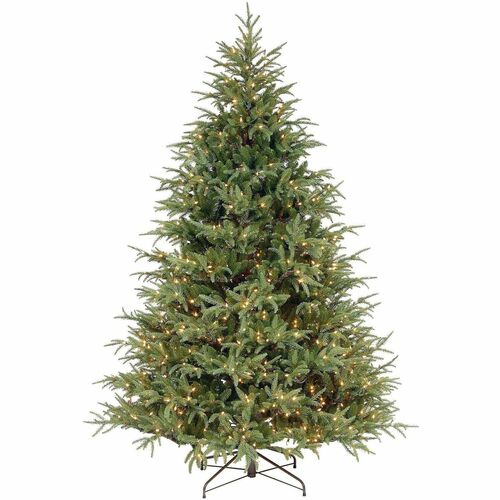 National Tree, Christmas Tree, Fraser Grande, Pre-Lit, 65" x 65" x 90", 1,000 Clear Lights, Feel Real Branch Tips, Hinged Branches, Metal Stand