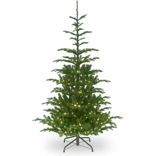 National Tree Christmas Tree, Norwegian Spruce, 6.5 ft (78" H), 52" Dia, 650 Clear Lights, Feel Real Branch Tips, Hinged Branches, Stand, Green