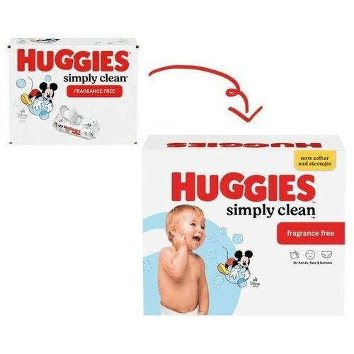 Huggies Baby Wipes, Simply Clean, Fragrance-Free, Hypoallergenic, pH-Balanced, Alcohol-Free, 11/Box
