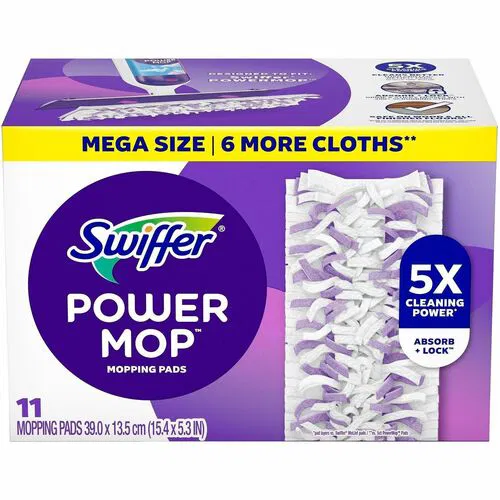 Swiffer Mop Head Refill, PowerMop, Multi-Surface, 300 Scrubbing Strips, Purple, 11/Box, 2/CT